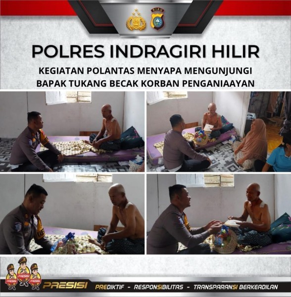 Polantas Menyapa dengan Hati, Satlantas Polres Inhil Kunjungi Tukang Becak Korban Penganiayaan
