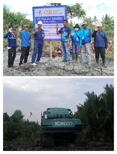 Sambu Group Bangun Tanggul di Sungai Pinang untuk Lindungi Kebun Petani dari Banjir Rob