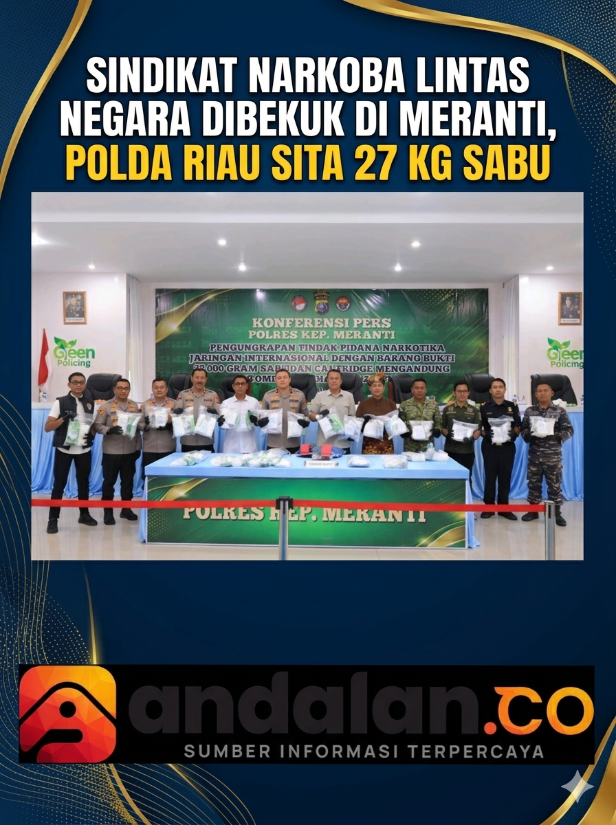 Sindikat Narkoba Lintas Negara Dibekuk di Meranti, Polda Riau Sita 27 Kg Sabu