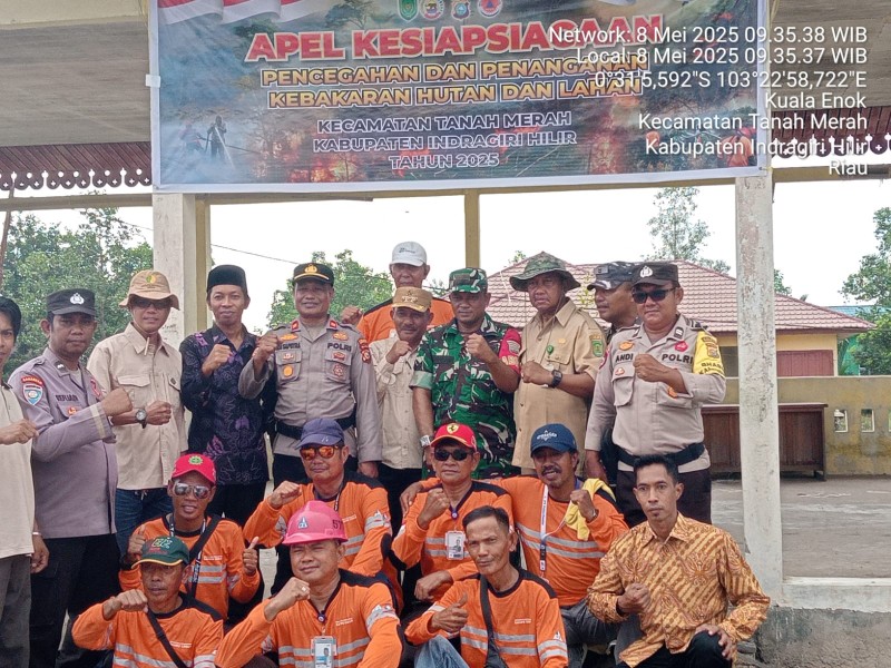 Wujudkan Inhil Bebas Asap, Polsek Tanah Merah Gelar Apel Kesiapsiagaan Penanggulangan Karhutla
