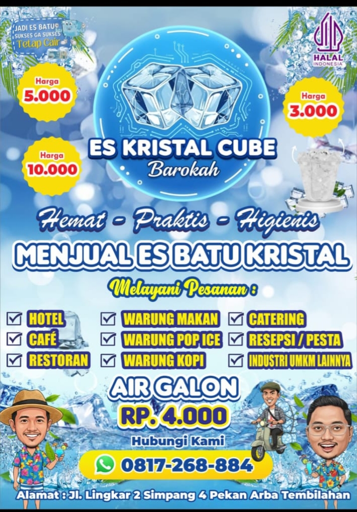 Es Kristal Cube Barokah Hadir di Tembilahan, Tawarkan Es Batu Hemat, Praktis, dan Higienis