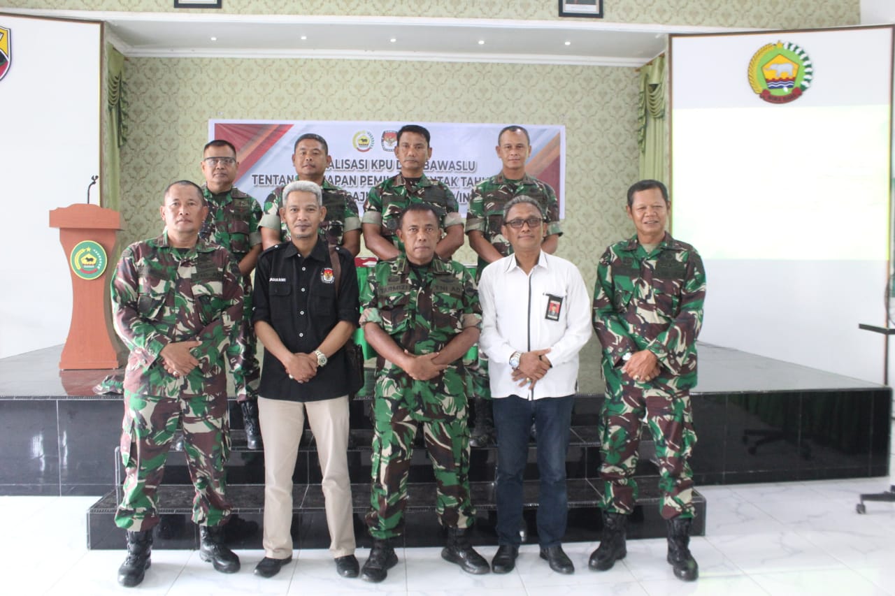 KPU dan Bawaslu Menggelar Sosialisasi Tahapan Pemilu Serentak Kepada Prajurit Kodim 0314/Inhil