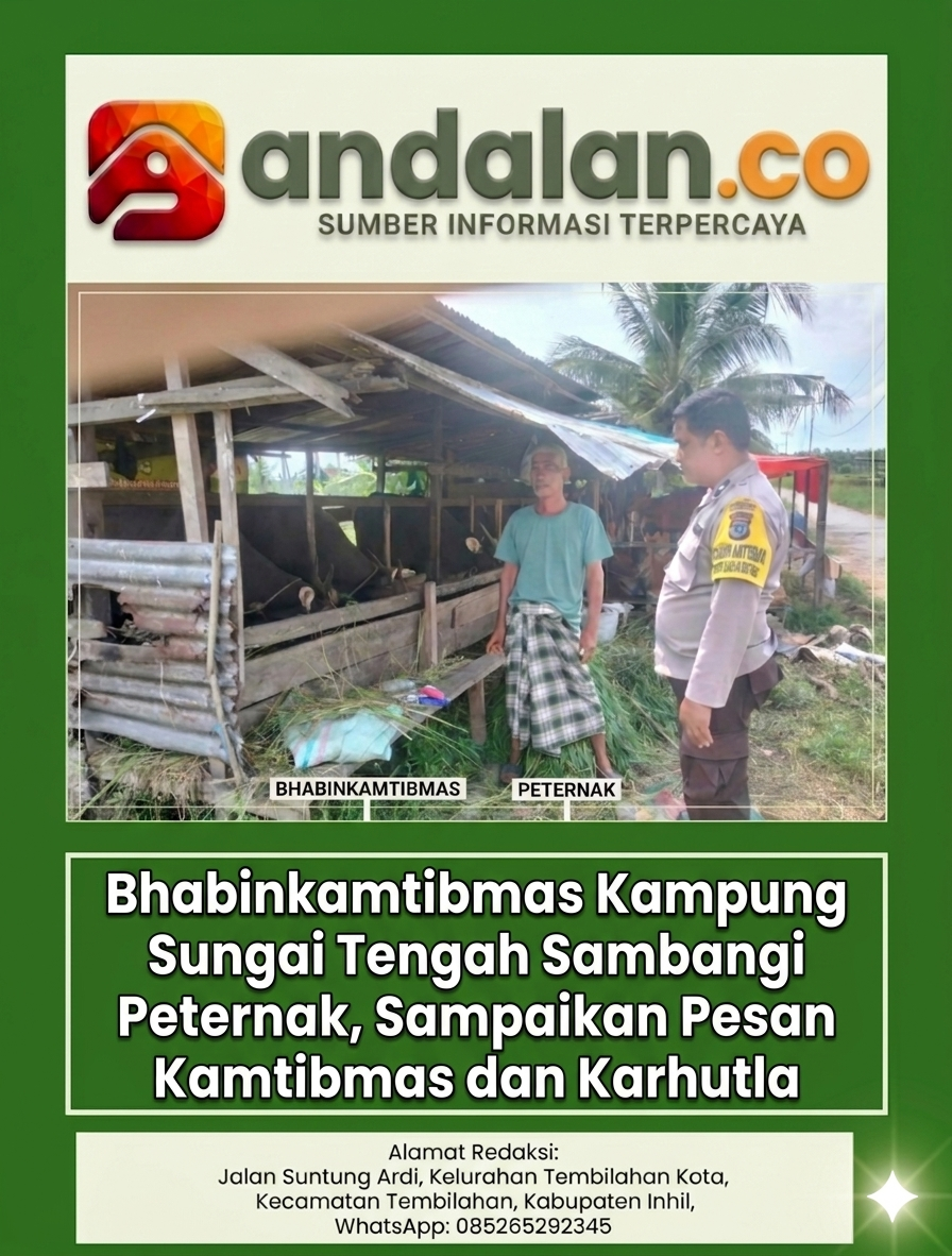 Bhabinkamtibmas Kampung Sungai Tengah Sambangi Peternak, Sampaikan Pesan Kamtibmas dan Karhutla