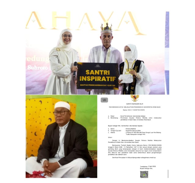 Hafizhah 30 Juz Asal Sungai Luar Dapat Rekomendasi Bupati Inhil ke Universitas di Arab Saudi