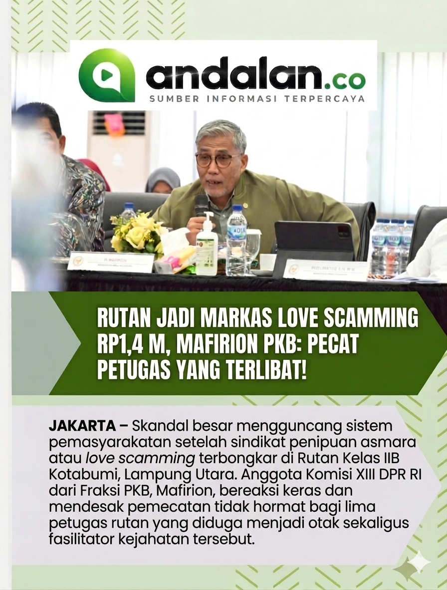 Rutan Jadi Markas Love Scamming Rp1,4 M, Mafirion PKB: Pecat Petugas yang Terlibat!