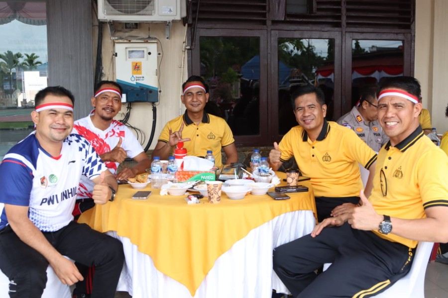 Rayakan HUT ke-80 RI, Polres Inhil Gelar Olahraga hingga Ngopi Bareng Wartawan dan Mahasiswa