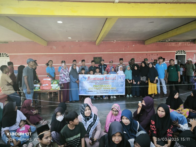 PSMTI Kecamatan Kateman Bersama PT Pulau Sambu Bagikan 300 Paket Sembako kepada Anak Yatim Piatu dan Keluarga Prasejahtera