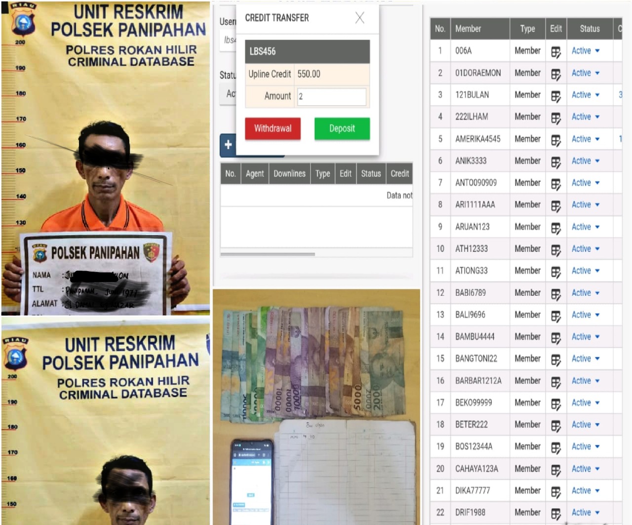 Bandar Koin Judi Online Wilayah Pasir Limau Kapas Rohil berhasil terungkap