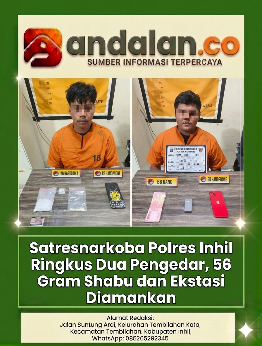 Satresnarkoba Polres Inhil Ringkus Dua Pengedar, 56 Gram Shabu dan Ekstasi Diamankan