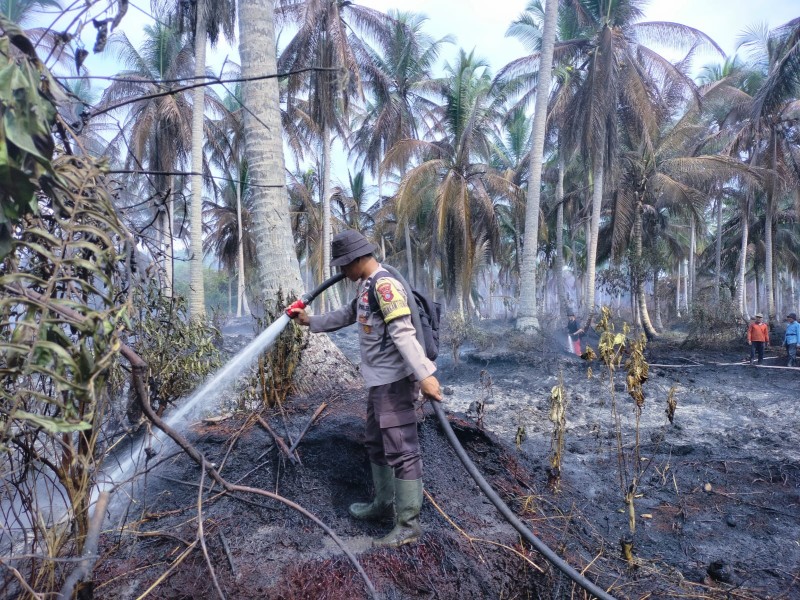 Di Tengah Ramadhan, Polsek Tempuling dan Tim Gabungan Berjibaku Padamkan Hotspot di Tanjung Pidada