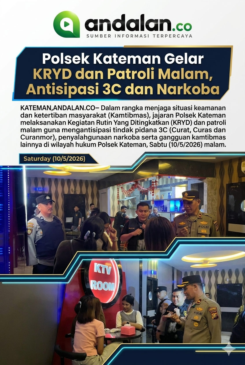 Polsek Kateman Gelar KRYD dan Patroli Malam, Antisipasi 3C dan Narkoba