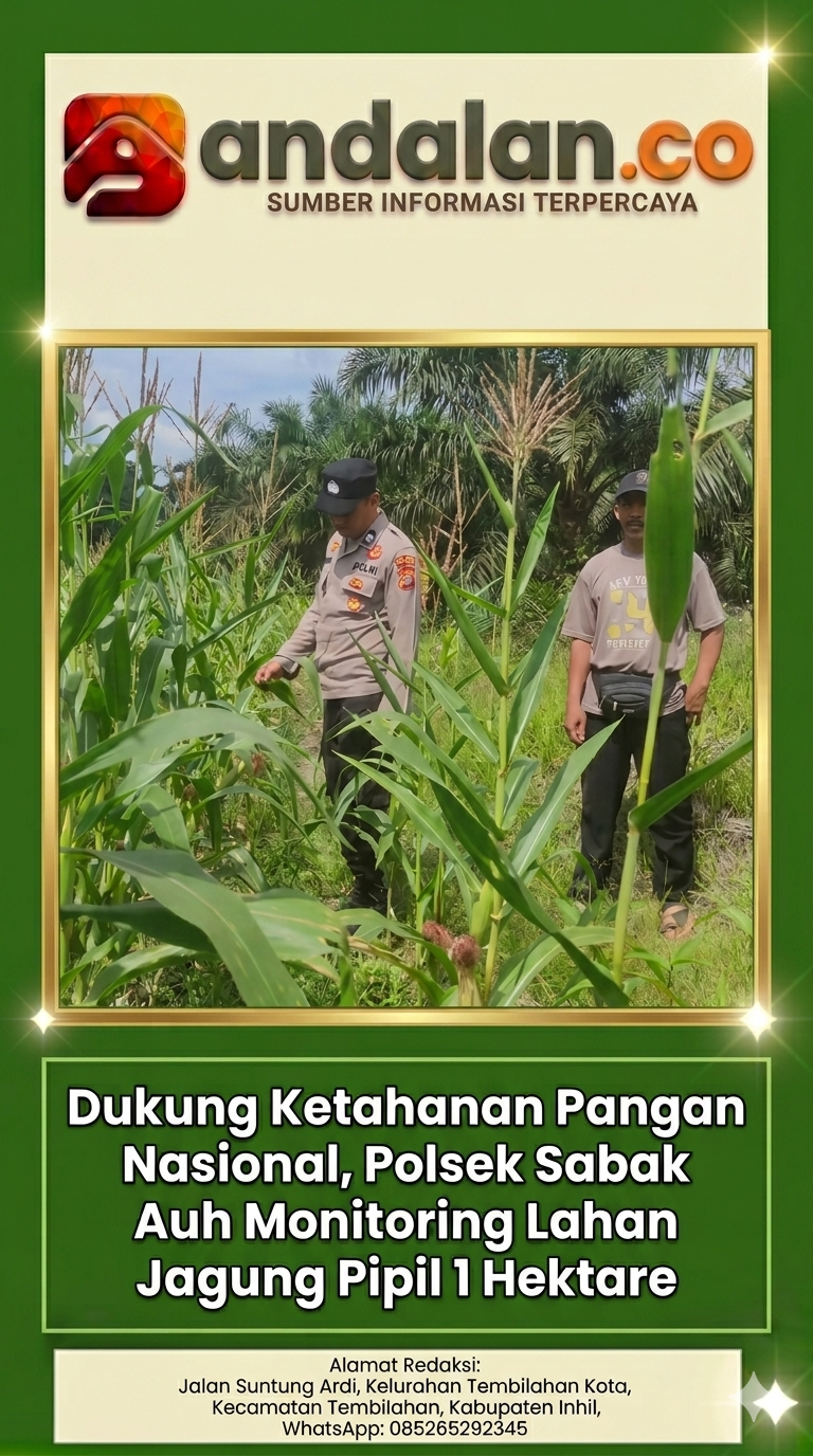 Dukung Ketahanan Pangan Nasional, Polsek Sabak Auh Monitoring Lahan Jagung Pipil 1 Hektare