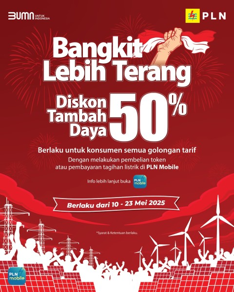 Spesial Peringatan Hari Kebangkitan Nasional, PLN Tawarkan Diskon 50% Tambah Daya Listrik untuk Pelanggan di Riau dan Kepulauan Riau
